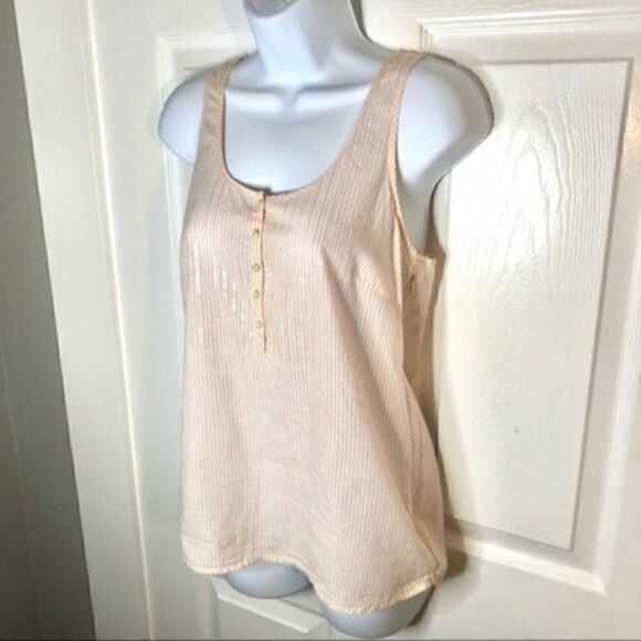 JCrew Factory Stripe Sequin Cotton Tank Peach 2 - Picture 3 of 8